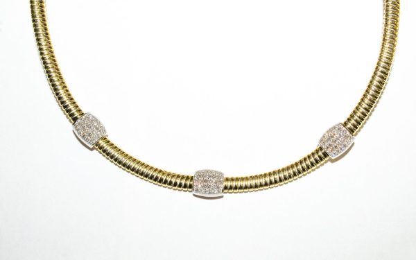 Gold Flexible Necklace with Pavé Diamonds