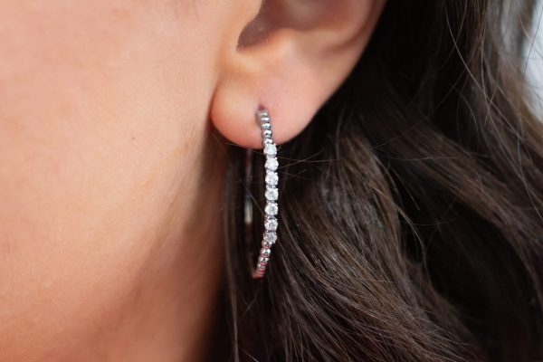 Diamond bubble hoop earrings - Image 3